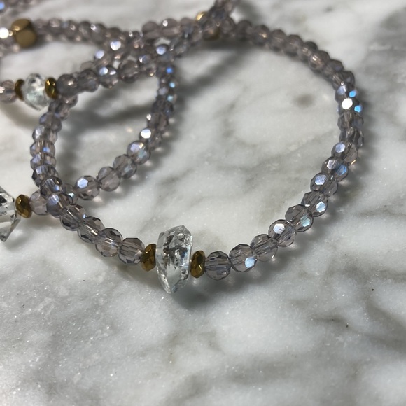 Purple/grey Swarovski crystal with Herkimer diamond bracelet in size 7” - Picture 3 of 5